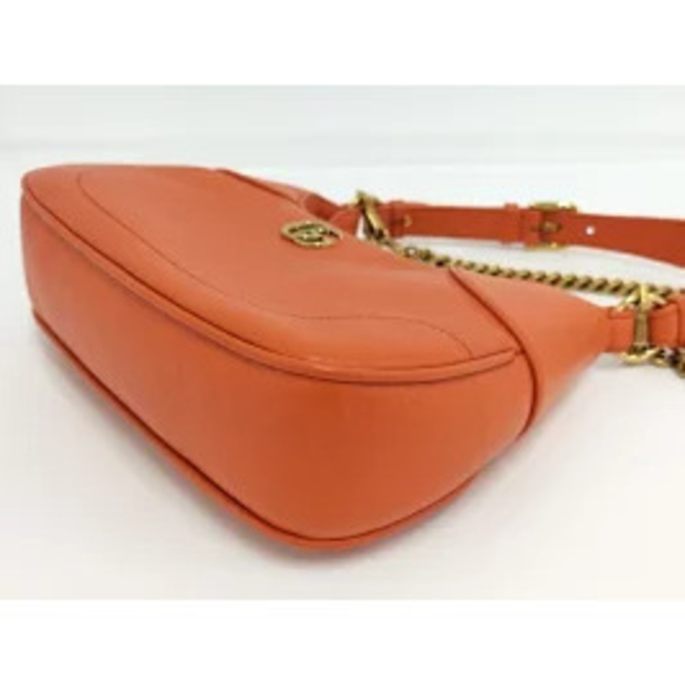 GUCCI Aphrodite Chain Shoulder Bag Leather Orange - Picture 3 of 9